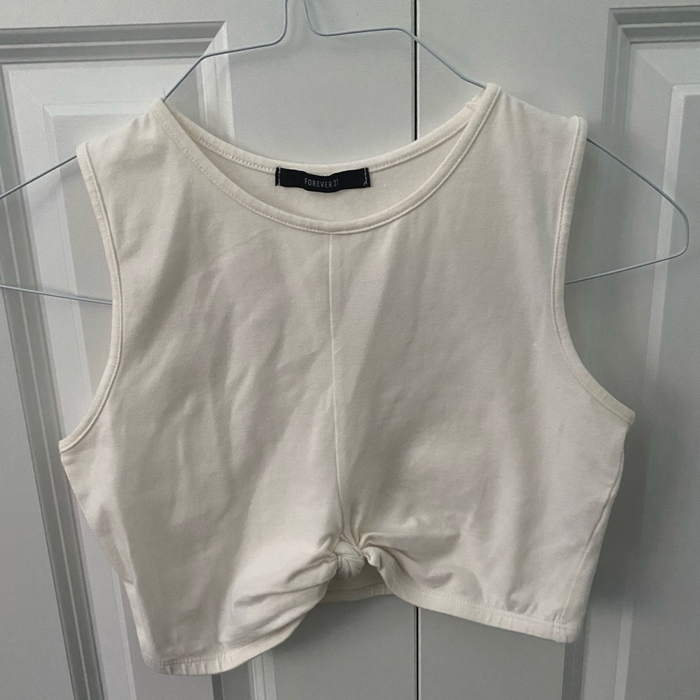 Forever 21 White Tie up crop top